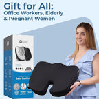 5 STARS UNITED Seat Cushion - Memory Foam&Cooling Gel Chair Cushion for Tailbone Pain Relief - Ergonomic Support for Coccyx, Sciatica & Butt - Office, Desk & Gaming Chair, Car Seat, Wheelchair, Black