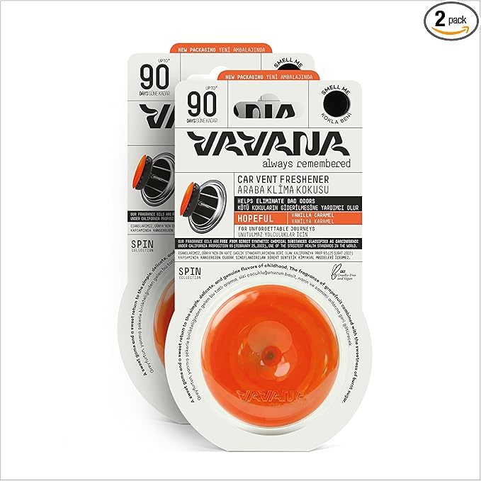 Spin Car Air Conditioner Freshener Professional Car Freshener BPA & Liquid Free 90 Days Effective Set of 2 (Hopeful)