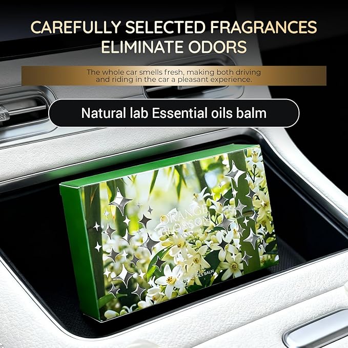Car Solid Air Freshener 140g, Plant-Based Scent Balm, Long-Lasting Fragrance, Odor Neutralizer for Car, Home, Office, Pet Spaces, Cat & Dog Odors (Orange Blossom)