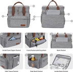 Maelstrom Lunch Box, 23L Insulated Lunch Bag, Expandable Double Deck Cooler Bag, Lightweight Leakproof Tote Bag With Side Tissue Pocket, Suit For Men and Women (B. Gray)