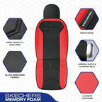 Skechers Memory Foam Seat Covers,Leather Car Seat Covers, Ultimate Comfort & Support Front Seat Covers Airbag Compatible, Automotive Universal Fit Most for SUVs, Vans, Sedans, Cars, Trucks,Red