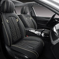 Seat Covers for Cars, Waterproof Seat Covers, Leather Car Seat Covers 2 Pack, Universal Seat Cushion Protector for Most Cars Black&Beige Line