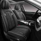 Seat Covers for Cars, Waterproof Seat Covers, Leather Car Seat Covers 2 Pack, Universal Seat Cushion Protector for Most Cars Black&Beige Line