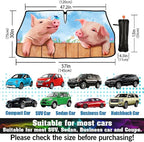 CHILL·TEK Funny Animal Car Windshield Sun Shade Umbrella, Cute Pig Car Sun Shade Umbrella, Block UV Rays Heat Foldable Windshield Umbrella Sun Visor Protector - Keep Vehicle Cool for Cars SUV