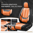 Coverado Seat Covers, Car Seat Covers Full Set, Leather Seat Covers for Cars, Car Seat Protector, Black Car Seat Covers Front Seats and Back Seats Universal Fit for Most Cars Orange