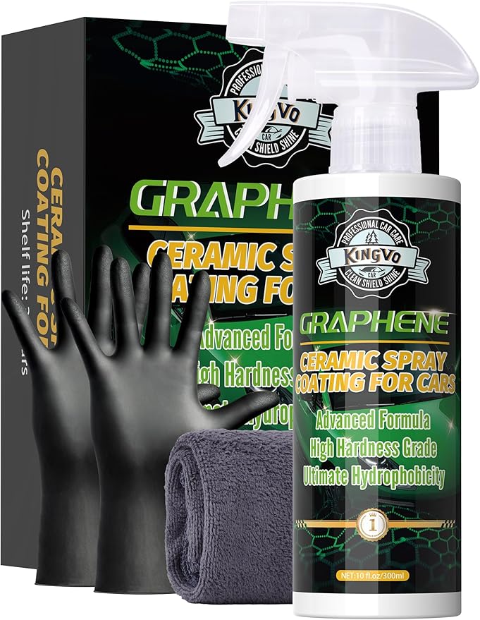 Kingvo Ceramic Coating for Cars, Car Wax Spray Graphene Ceramic Coating Shine Gloss Hydrophobicty for Auto Care Polish Detailing,10 OZ