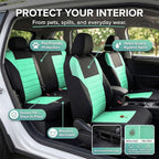 FH Group Automotive Car Seat Covers Full Set Premium 3D Air Mesh Front Seat Covers, Airbag Compatible & Split Bench Cover Universal Fit Interior Accessories for Cars Trucks and SUVs - Mint