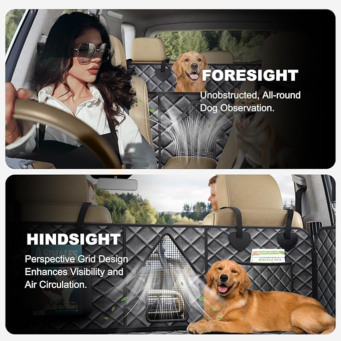 Back Seat Extender for Dogs, Non-Slip Dog Car Seat Cover for Back Seat with Hard Bottom, Durable Pet Car Backseat Cover, Waterproof Dog Hammock for Car SUV Truck