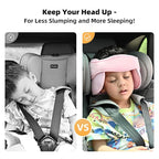 LETTON Kids Head Support Band for Car Seat, Safe, Comfortable Car Seat Head Neck Relief, Adjustable Child Head Band Strap Headrest for Kids, Pale Pink