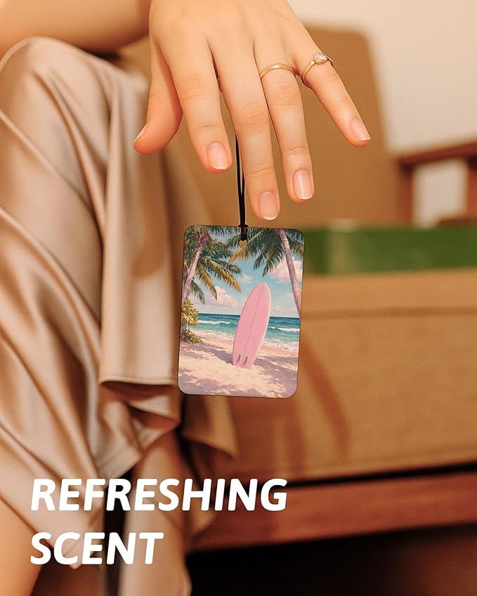 Pastel Summer Beach Air Freshener 4 Pcs, Nautical Ocean Oyster Seaside Hanging Air Freshener for Cars Closet Drawer Books, Girly Beachy Car Accessories Mirror Decor for Women