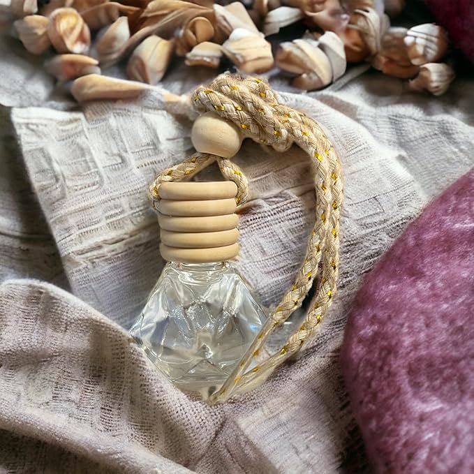 Handmade Sandalwood Hanging Car Diffuser | Cute Accessory | Long-Lasting Air Freshener & Deodorize