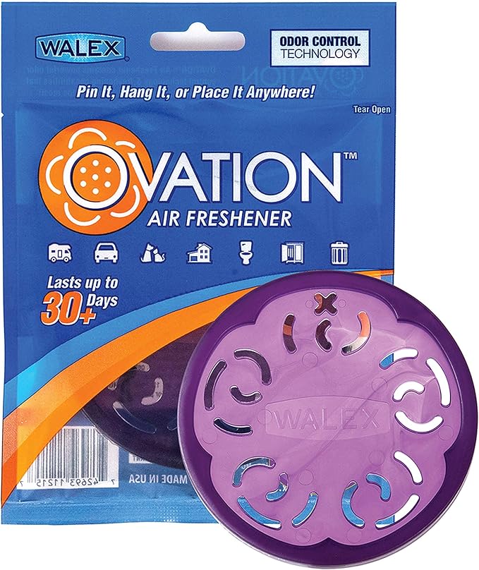 Walex Ovation Portable Air Freshener Discs, Solid Odor Control Deodorizer for Toilets, RV Trailers, Boats, Cars, OVAFLAV1, Lavender, Pack of 1