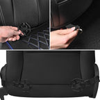 CAR PASS 2 Pack Leather Front Car Seat Covers, Bottom Seat Covers Full Wrapped with Storage Pocket, Anti-Slip PU Seat Protectors,Waterproof Seat Cushion Pad Universal Fit Sedan SUV Truck, Black/Blue