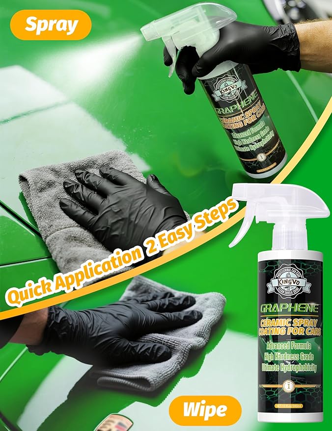 Kingvo Car Ceramic Coating, Car Spray Wax Graphene Polish Crystal Coating,Windshield Washer Fluid Window Cleaner Detailing Supplies Automotive Kit