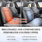 Coverado Car Seat Covers Full Set, Luxury Leather Car Seat Cover, Front and Back Seat Covers for Cars, Waterproof Car Seat Protector, Automotive Seat Covers Universal Fit Most Cars(Gray)
