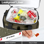 MIER Lunch Box for Men Heavy Duty Insulated Lunch Bag 20 Cans Large Leakproof Soft Cooler Bags with Multiple Pockets for Picnic Work Travel (Army Green)