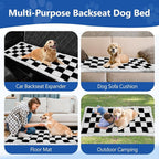 Thickened Dog Bed for Car Back Seat, Upgraded Bottom Non-Slip, Fits Hard Bottom car seat Cover for Dogs, Premium Mixed Color, Dog Car Seat Cover(White-Black)