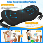 Lumbar Support Pillow for Office Chair - Memory Foam Lumbar Pillow with Detachable Strap & Breathable Cover, Ergonomic Back Support for Office Chair, Car, Bed Rest (Black)