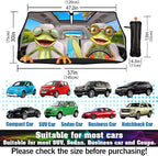 CHILL·TEK Funny Animal Car Windshield Sun Shade Umbrella, Frog Driving Car Sun Shade Umbrella, Block UV Rays Heat Foldable Windshield Umbrella Sun Visor Protector - Keep Vehicle Cool for Cars SUV