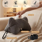 Dog Bone Shaped Travel Neck Pillow with Washable Removable Cover Have Loops on Either End for Car Bus Truck Driving Comfort Head Rest Support Neck Cervical Chiropractic Pillow (Gray)