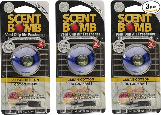 Scent Bomb Blue Eye Car Air Freshener Vent Clip – Long-Lasting Fragrance, Easy Clip-On Design for Freshness, Ideal for Cars, Trucks & SUVs – Keeps Your Vehicle Smelling Fresh (Clean Cotton, 3 Pack)