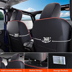 Coverado Seat Covers Full Set for Jeep Wrangler, Waterproof Car Seat Covers for Automotive Truck Seat Covers Custom Fit for 2008-2012 Jeep Wrangler JK Seat Covers for Cars 4 Door(Red Line)