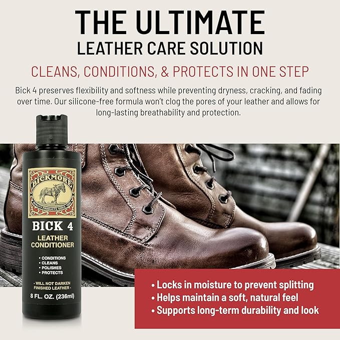 Bickmore Bick 4 Leather Conditioner 32 Fl Oz - Best Since 1882 - Leather Cleaner & Conditioner - Restore Polish & Protect All Smooth Finished Leathers