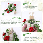 Crochet Car Air Freshener, 8ml Empty Refillable Oil Diffuser Bottle with Hanging Crochet Red Rose Plant & Hanging Tools, Car Rearview Mirror Diffuser for Wall Art & Home & Office Decoration