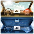 2026 Upgraded Windshield Sun Shade Umbrella [7-Layer Vinyl Coating Heat Shield] Foldable Front Window Sunshade Umbrella Flexible Handle Protect Interior from UV Keep Car Cooler (57" x 31")