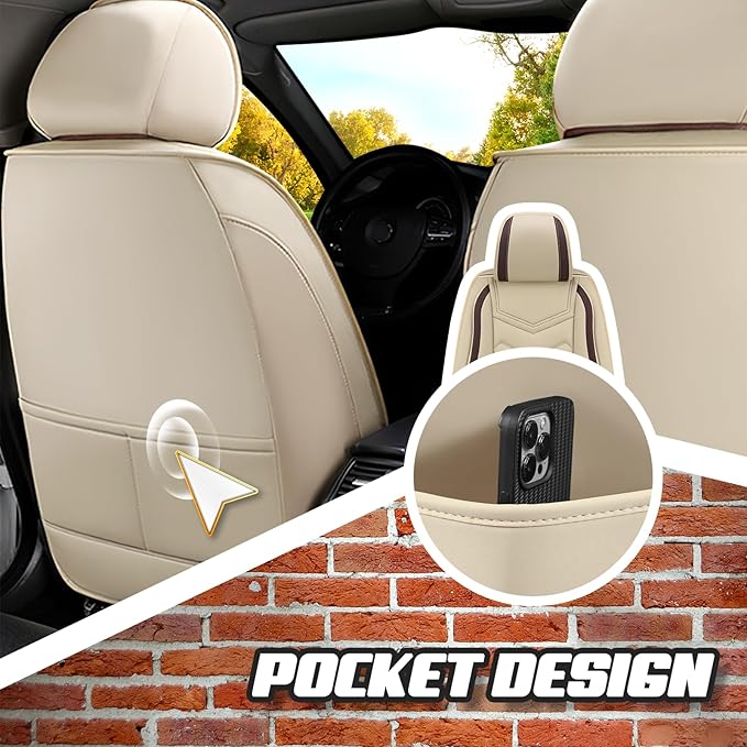 Car Seat Covers for Lexus ES 350 2007-2026, Premium Nappa Leather Car Seat Cover, Stylish Sport Seat Covers， Automobile Seat Cover Sets.(Luxury 5 Seats/Beige)