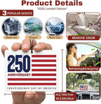 9Pcs USA 250th Anniversary Car Air Freshener, 1776-2026 Semiquincentennial Commemorative Hanging Ornament, Patriotic Double-Sided Scented Tablet, 2026 Independence Day Souvenir Gifts (Style 3)