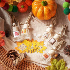 Boao 15 Pcs Thanksgiving Hanging Car Air Freshener Diffuser Bottles Empty Bulk Fall Perfume Glass Bottle Pendant Refillable with Maple Leaves Cards & Stickers for Essential Oil Fragrance Ornament