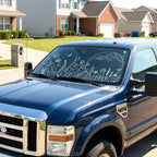 63"x28.5" Car Windshield Sun Shade with Storage Pouch, Stylish Printed Front Window Sunshade with Double Ring Frame, Universal Fit Foldable Heat Blocker & UV Protector for SUV, Sedan (Line Plants)
