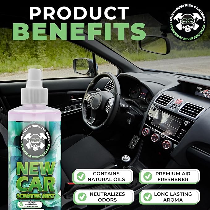 New Car Scented Car Air Freshener Spray | Long-Lasting Odor Eliminator | Interior Cleaner for Upholstery, Fabric, Leather & More