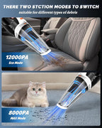 BRL Handheld Vacuum Cordless, Brushless Car Vacuum Cleaner with 12000PA Powerful Suction, 2 Suction Modes Mini Hand Vacuum, Dry & Wet, Portable Vacuum for Car Pet Hair, Home, Office, Keyboards