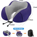 CloudBliss Travel Pillow Premium Memory Foam, Comfortable & Supportive Neck Pillow, Neck Pillows for Sleeping Travel, Airplane Pillow for Sleeping Airplane, Car, Office and Home（Black & Navy）