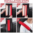 JUSTTOP 2-Pack Universal Car Seat Belt Pads Cover for A More Comfortable Driving, Seat Belt Shoulder Strap Covers Harness Pad for Car Interior Accessories(Red)