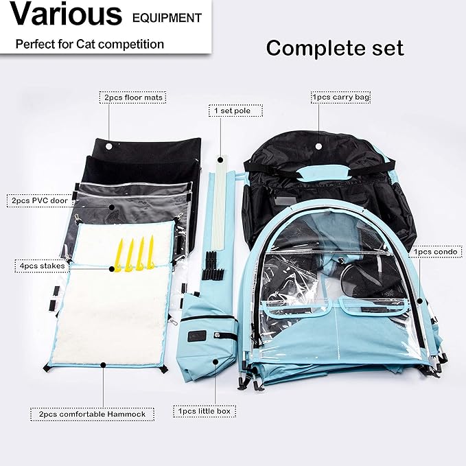 Mispace Portable 2 Pet Carriers for Cats Collapsible Cat Condo for Car Travel Pet Kennel Show Cages with Portable Carry Bag Hammocks Mats and Litter Box