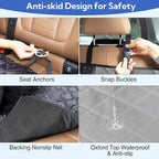 Kytely Dog Car Seat Cover for Back Seat,Waterproof Hammock with Mesh Window, Anti-Scratch Nonslip Car Seat Protector for Dogs, 600D Heavy Duty Dog Seat Cover for Cars Trucks and Suvs Gray
