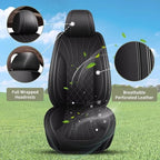 Seat Covers Full Set for Nissan Rogue 2010-2025 2026: Breathable Perforated Leather Car Seat Cover (Black)