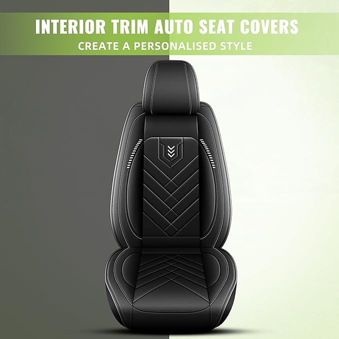 AOMSAZTO Car Seat Covers Fit for Jeep Cherokee 2014-2025 Premium Front Seat Covers Waterproof Leather Automotive Seat Covers Compatible with Airbag (2 Seats,Black)