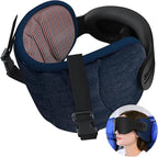 Travel Pillows for Airplanes, Airplane Pillow for Long Flight Car Road Trip, Airplane Head Strap with Sleep Eye Mask, 360° Support Headrest, Stop Bobblehead Travel Neck Pillow, Mottled Red