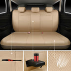 CAR PASS Leather Seat Covers Full Set Universal Water Resistant 3D Foam Back Support, Luxury Comfort Automotive 5 Seat Covers All Season Fit for SUV,Sedan,Van, Airbag Compatible Elegance (Beige)