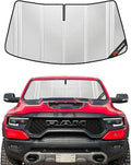Windshield Sun Shade for Ram 1500 2019-2025 with 10 Inch Wide Sensor. Full Coverage Rearview Mirror Shade for Ultimate Protection
