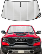 Windshield Sun Shade for Ram 1500 2019-2025 with 10 Inch Wide Sensor. Full Coverage Rearview Mirror Shade for Ultimate Protection