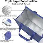 Insulated Grocery Bags with Zippered top Frozen Food Shopping Groceries Travel Insulated Tote Cooler Thermal Bags