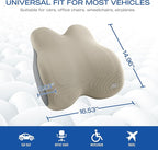 Skechers Memory Foam Lumbar Pillow,Lumbar Support Pillow for Office, Chair Lower Back Pain Relief Lumbar Pillow, Ergonomic Design Back Support Pillow for Office Chair, Car, Home, Travel,Beige