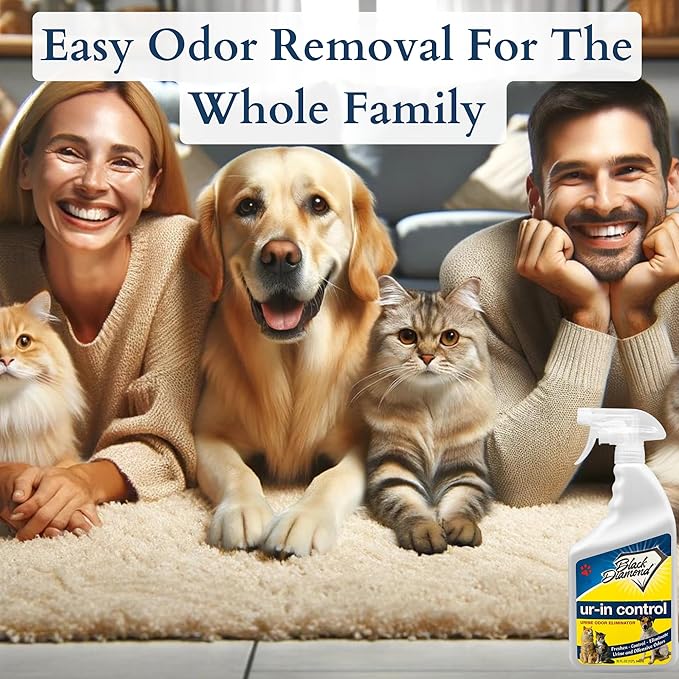 Black Diamond Stoneworks Eliminates Urine Odors – Controls Cat, Dog, Pet & Human Smells from Carpet, Furniture, Mattresses, Grout and Pet Bedding & Concrete. Biodegradable Enzymes 32 Oz. Spray