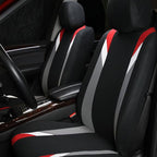 FH Group Car Seat Covers Premium Modernistic Flat Cloth Car Seat Covers Front Seats Only Red Black, Airbag Compatible Universal Fit Interior Accessories Cars Trucks SUV Car Accessories Protector