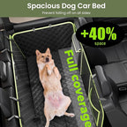 Back Seat Extender for Dogs 57 * 28.7 in, Waterproof Leather Fabric Dog Car Seat Cover for Back Seat, Foldable in the Car, Hard PVC Panels Bottom Support to 330 lbs, Full Coverage for Full Size Truck